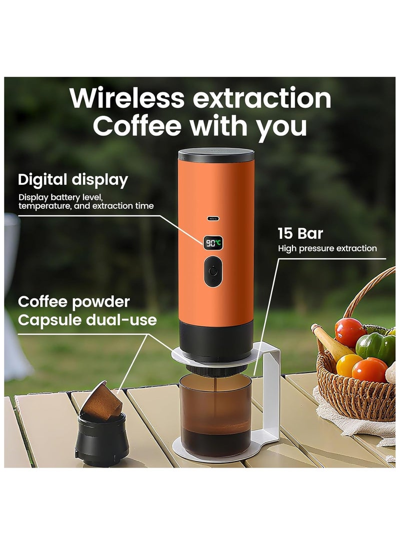 BlueFire Portable Espresso Maker - 3-in-1 Wireless Heating Coffee Machine with 15 Bar Pressure, Digital Display, 7800mAh Battery for Coffee Powder, Nespresso & Dolce Gusto Pods - Quick USB-C Charging - Compact Travel Coffee Brewer for Hot & Cold Brew - Image 5