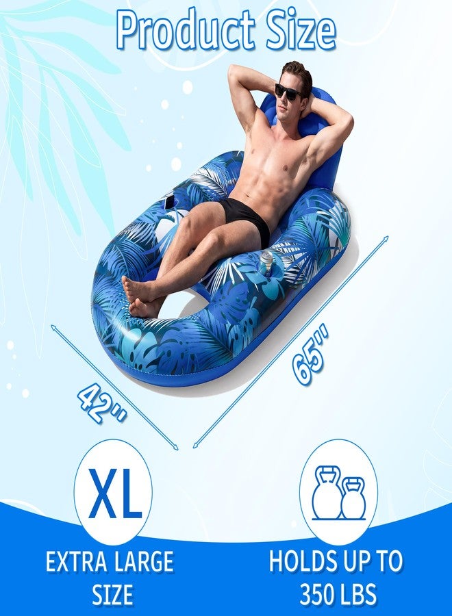 FindUWill 2 Pack Pool Floats Adult - 65" x 42" Pool Lounger Float, Inflatable Chair Lounger Raft Floaties with Cup Phone Holder, Backrest for Beach Summer Party - Image 2