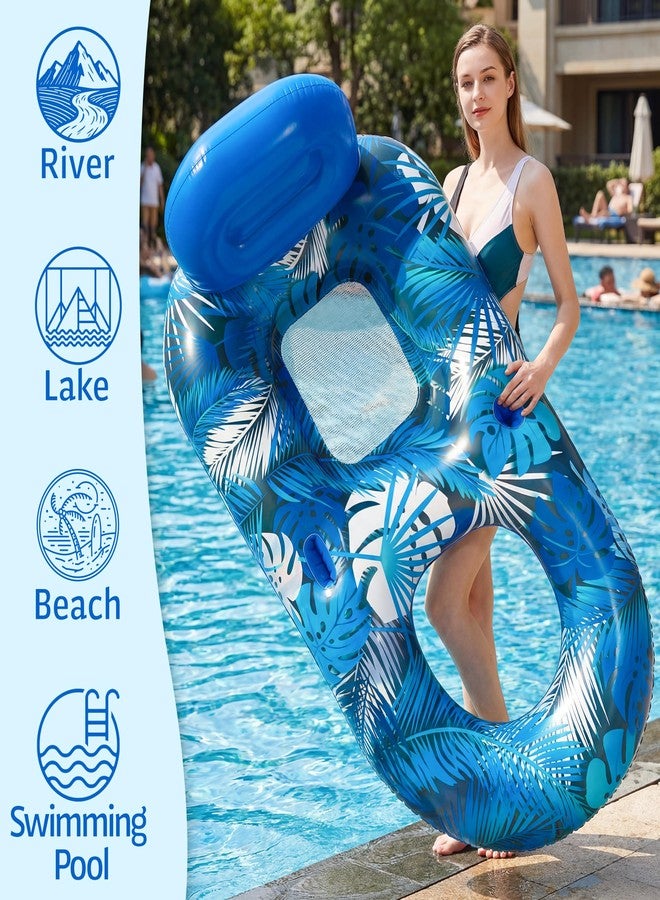 FindUWill 2 Pack Pool Floats Adult - 65" x 42" Pool Lounger Float, Inflatable Chair Lounger Raft Floaties with Cup Phone Holder, Backrest for Beach Summer Party - Image 4