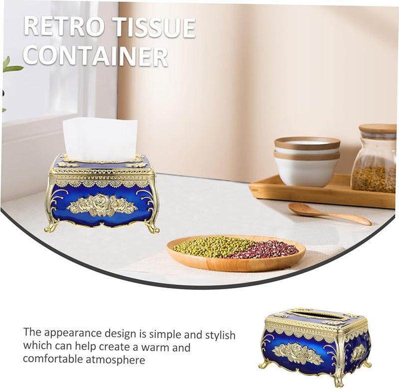 غطاء صندوق المناديل القديم من سبائك الزنك حامل المناديل الزخرفي لغرفة المعيشة والحمام - Image 4