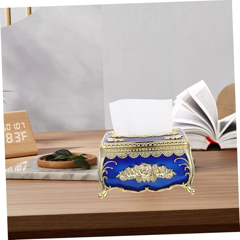 غطاء صندوق المناديل القديم من سبائك الزنك حامل المناديل الزخرفي لغرفة المعيشة والحمام - Image 5