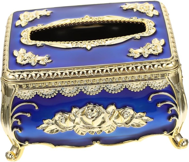 غطاء صندوق المناديل القديم من سبائك الزنك حامل المناديل الزخرفي لغرفة المعيشة والحمام - Image 1