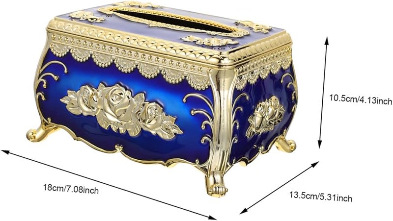 غطاء صندوق المناديل القديم من سبائك الزنك حامل المناديل الزخرفي لغرفة المعيشة والحمام - Image 3