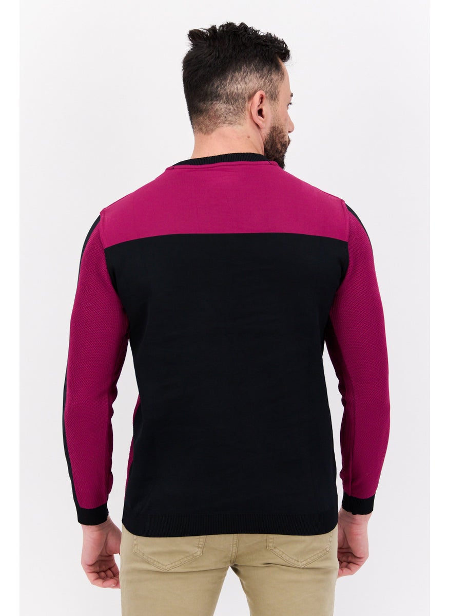 Free Soul Men Crew Neck Long Sleeves Textured Sweatshirt, Maroon  - Image 4