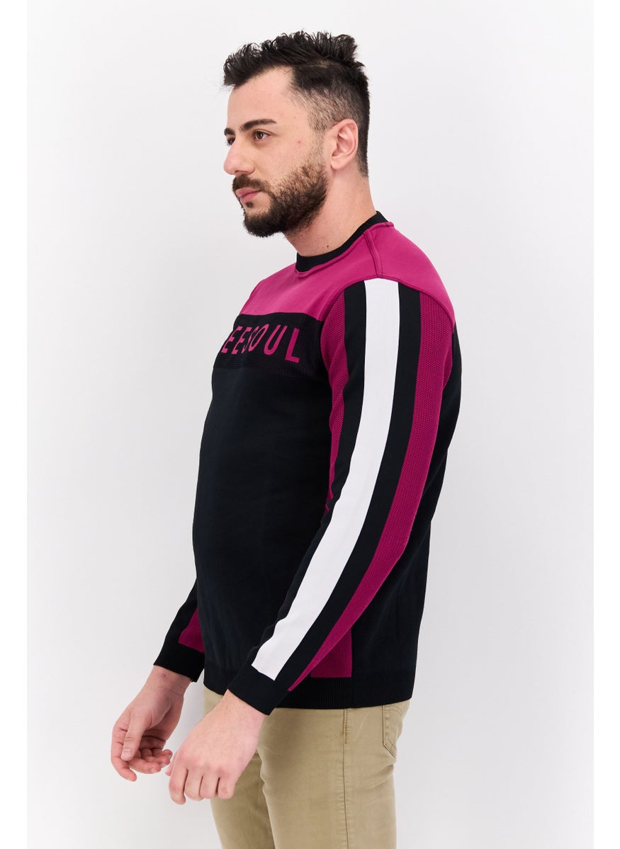 Free Soul Men Crew Neck Long Sleeves Textured Sweatshirt, Maroon  - Image 3