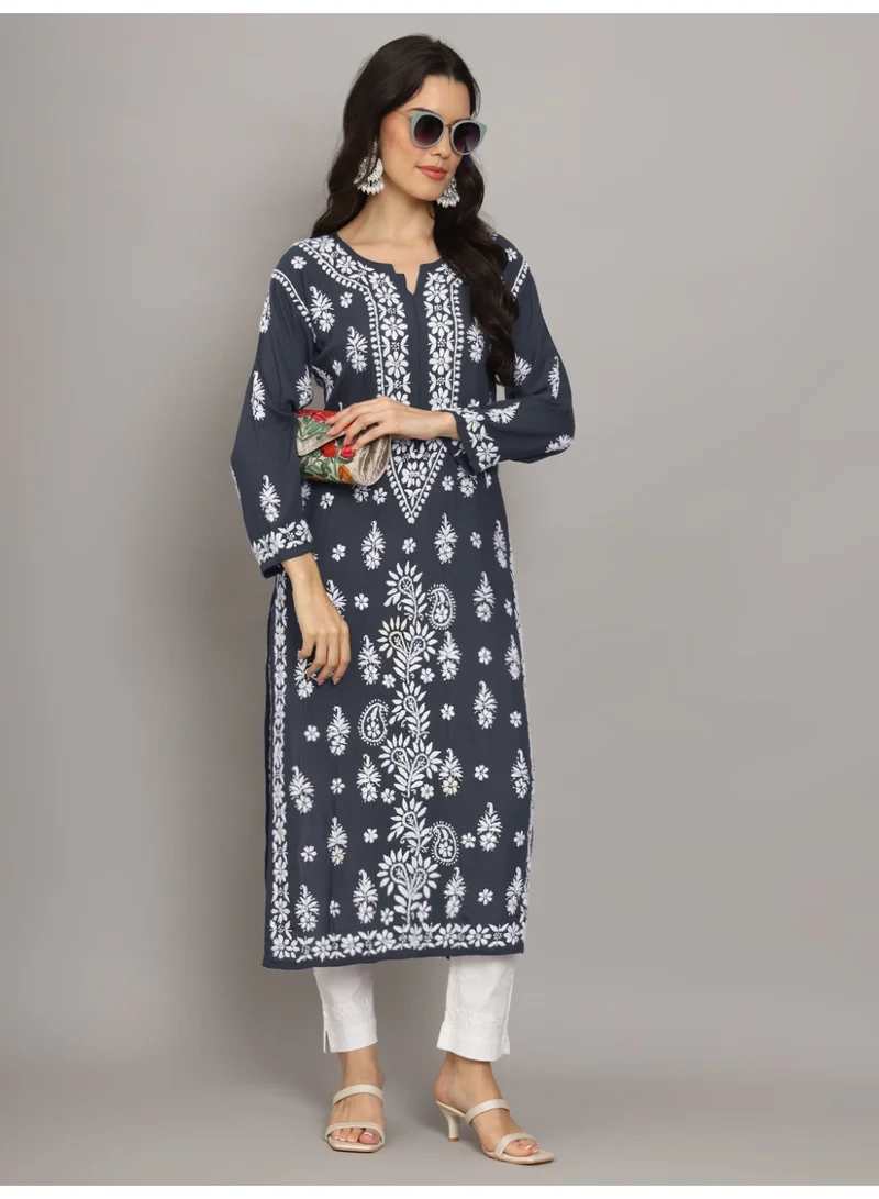 Alaya Women Chikankari Hand Embroidered Modal Kurta -AL4042