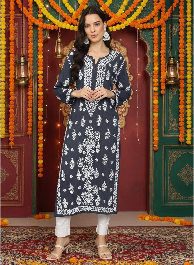 Alaya Women Chikankari Hand Embroidered Modal Kurta -AL4042