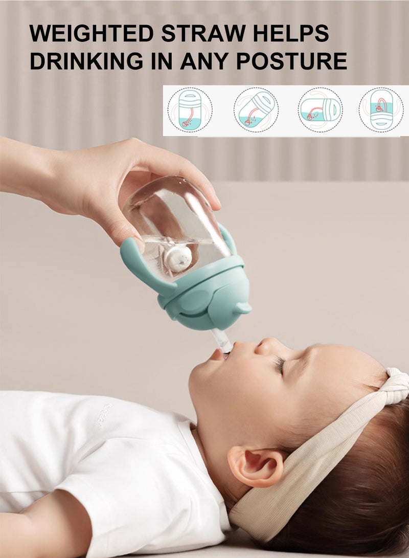 روعة زجاجة شرب تريتان للأطفال خالية من مادة BPA مع مقابض قابلة للإزالة ومضادة للتسرب ومضادة للكسر وزجاجة مياه للأطفال الصغار سهلة الإمساك وكوب ماصة للأطفال الرضع باللون الوردي 300 مل - Image 5