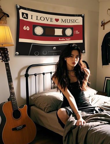 Pecfamly Grunge Y2K 2000s Downtown Girl Alt Scene Emo Dark Red and Black Music Tapestry Posters Indie 90s 80s Room Bedroom Wall Decor for Teen Girls (59" x 39") - Image 2