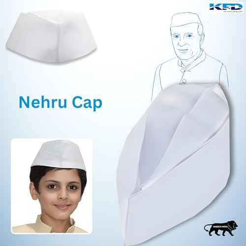 Kaku Fancy Dresses Polyester Nehru Cap White For Boys & Girls Independence Day/Republic Day Nehruji Cap - Pack Of 10 - Image 2
