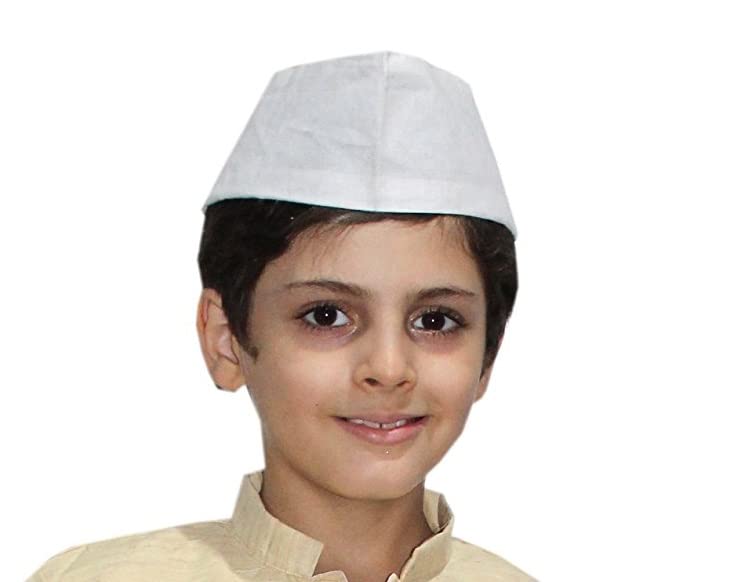Kaku Fancy Dresses Polyester Nehru Cap White For Boys & Girls Independence Day/Republic Day Nehruji Cap - Pack Of 10 - Image 4