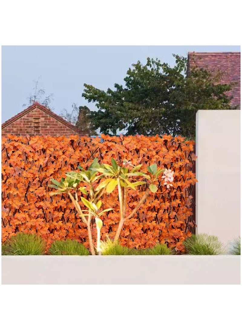 LINGWEI 10pcs Decorative Wooden Fence Artificial Plants Orange Maple Leaves Expandable Wicker For Home Garden Decoration - Image 2