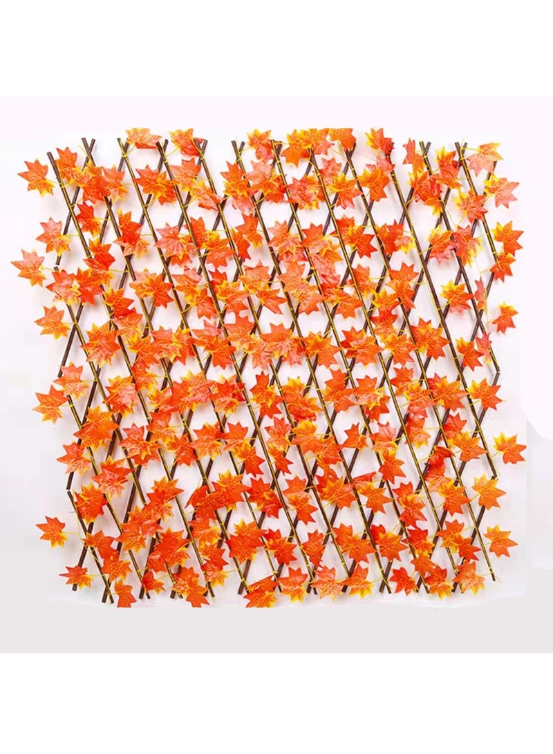 LINGWEI 10pcs Decorative Wooden Fence Artificial Plants Orange Maple Leaves Expandable Wicker For Home Garden Decoration - Image 1