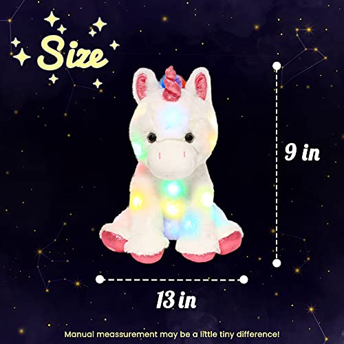 Hopearl LED Plush Unicorn Lighting Up Stuffed Animal Floppy Night Lights Glow in The Dark Birthday Festival for Kids Toddler Girls White 13 - Image 5
