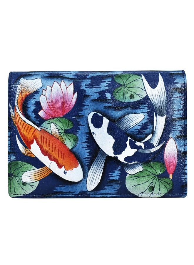 Anna by Anuschka Women's Hand-Painted Genuine Leather RFID Two Fold Clutch Wallet - Koi Fish Blue - Image 1