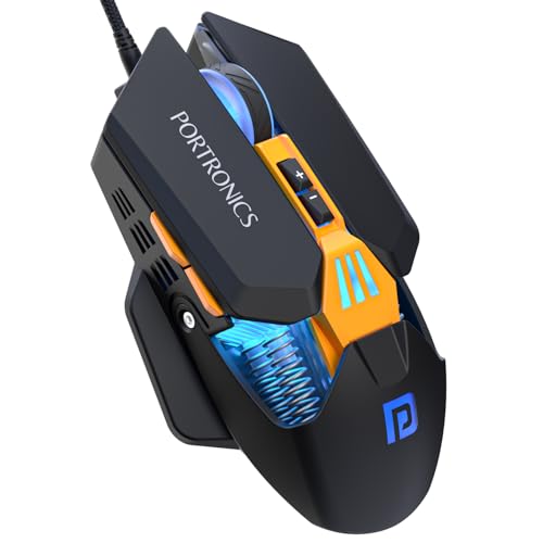 Portronics Vader 2.0 Wired Gaming Mouse with 7 Programmable Button Control, Adjustable DPI Upto 7100 Gaming Grade, 10 Million Clicks, RGB LED Lights, Ultra-Responsive 7000fps,1.5M Cable (Black) - Image 1