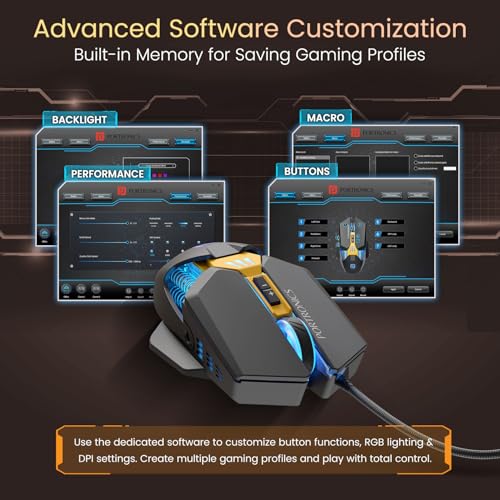 Portronics Vader 2.0 Wired Gaming Mouse with 7 Programmable Button Control, Adjustable DPI Upto 7100 Gaming Grade, 10 Million Clicks, RGB LED Lights, Ultra-Responsive 7000fps,1.5M Cable (Black) - Image 4