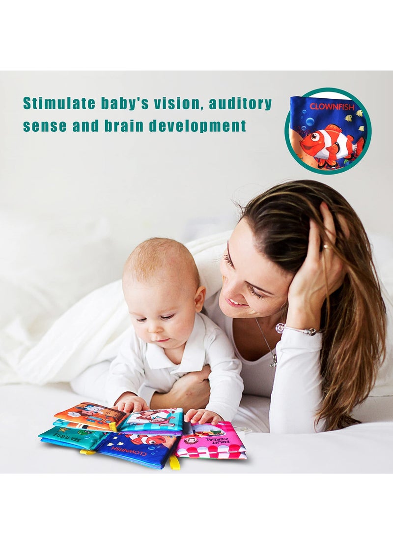 بيوينتي 4-Pack Soft Fabric Baby Books, Colorful Touch and Feel Learning Toys for Infants, Explore Colors, Shapes, Numbers and Fruits  - Image 4
