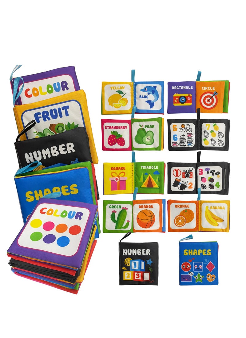 بيوينتي 4-Pack Soft Fabric Baby Books, Colorful Touch and Feel Learning Toys for Infants, Explore Colors, Shapes, Numbers and Fruits  - Image 1
