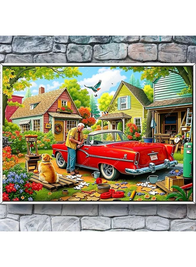 2000 Pieces Jigsaw Puzzle Vintage Red Car Mechanic Dog Wall Decor Home Gift - Image 5