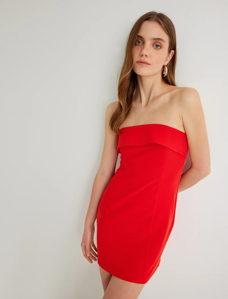 كوتون Mini Strapless Dress