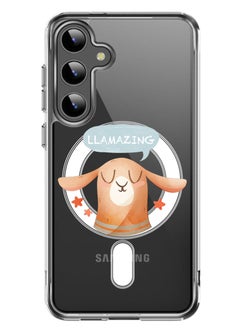 Magnetic Case for Samsung Galaxy S24 Plus 6.7-inch Compatible with MagSafe Wireless Charging, Shockproof Phone Bumper Cover Llamazing lama