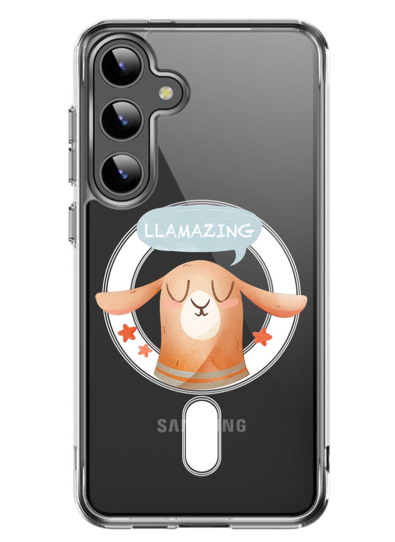 Theodor - Magnetic Case for Samsung Galaxy S24 Plus 6.7-inch Compatible with MagSafe Wireless Charging, Shockproof Phone Bumper Cover Llamazing lama - Image 1
