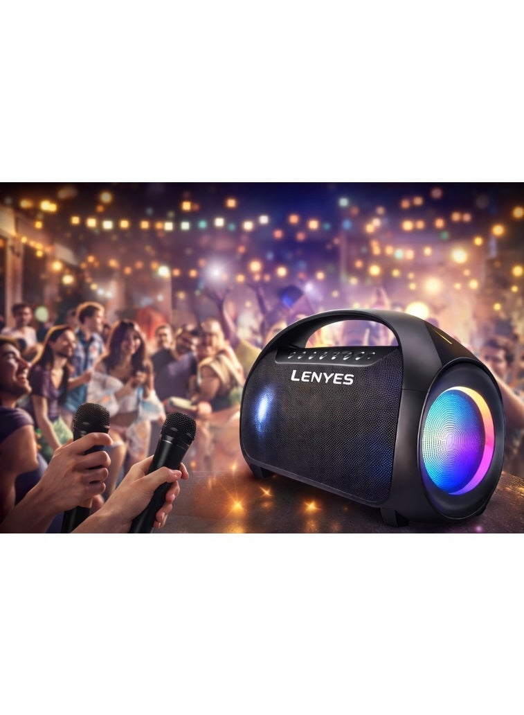 لينيس سماعة حفلات لينيس S873 لاسلكية مع ميكروفونين، صوت قوي 60 واط، بلوتوث 5.3، إضاءة RGB، بطارية قابلة للشحن، تدعم TWS – سماعة كاريوكي محمولة - Image 3