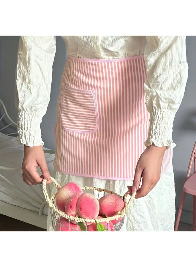 Korean Style Half Length Towel Apron Yellow Adjustable Neck Striped Polyester Kitchen Apron For Baking Cafe And Floral Arrangements - Image 4