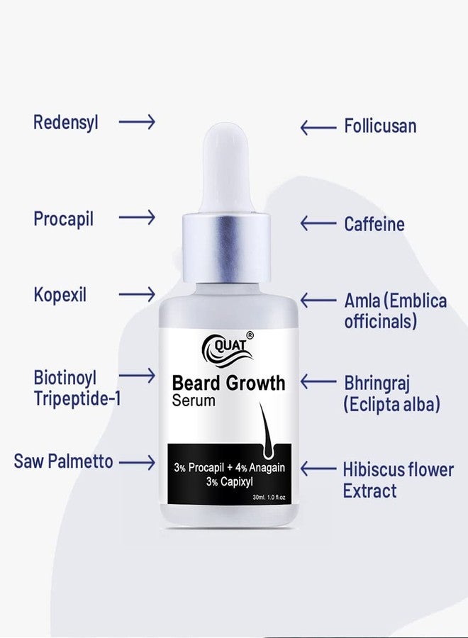 Quat Beard hair Growth Serum for Men, with 3% Procapil+4% Anagain+3% Capixyl - 30ml - Image 1