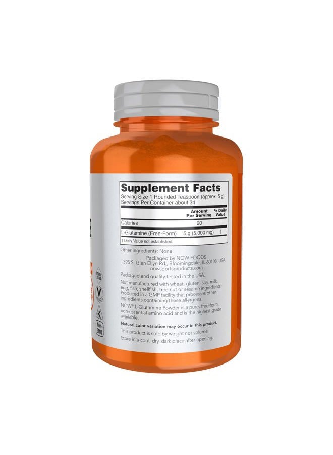 Now Foods - L-Glutamine Powder Pure Free Form (170 G) 750 Mg. 6 Oz. - Image 3