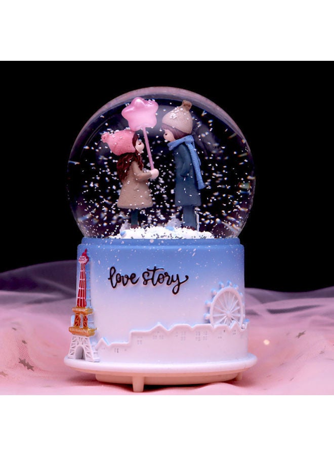 Carousel Crystal Ball Music Box Automatic Snow Snow Boy Girl Princess-Color:47 Is The Same As You In Large Blue 【automatic Snow】-Size:Original Packaging + Greeting Card 【written Greeting Card】 - Image 1