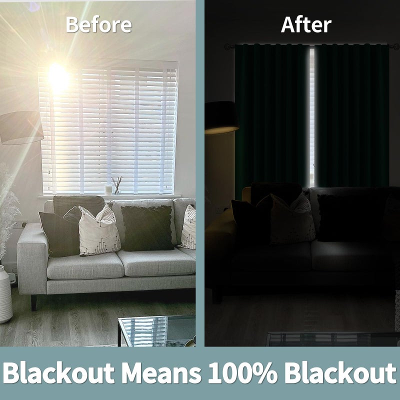 BGment Bression بنسبة 100 ٪ ستائر تعتيم معزولة حرارية 63 بوصة مع جيب قضيب البطانة وعلامة التبويب الخلفية ضوضاء طبقة مزدوجة تقليل الستائر الغامق لغرفة النوم (42 × 63 بوصة 2 لوحات الزمرد) - Image 5