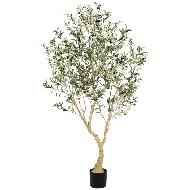 LYERSE Olive Tree 6ft Olive Trees Artificial Indoor with Large Olive Branches and Lifelike Fruits Faux Olive Tree for Modern Home Office House Living Room Decor - Image 2