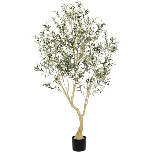 LYERSE Olive Tree 6ft Olive Trees Artificial Indoor with Large Olive Branches and Lifelike Fruits Faux Olive Tree for Modern Home Office House Living Room Decor - Image 1