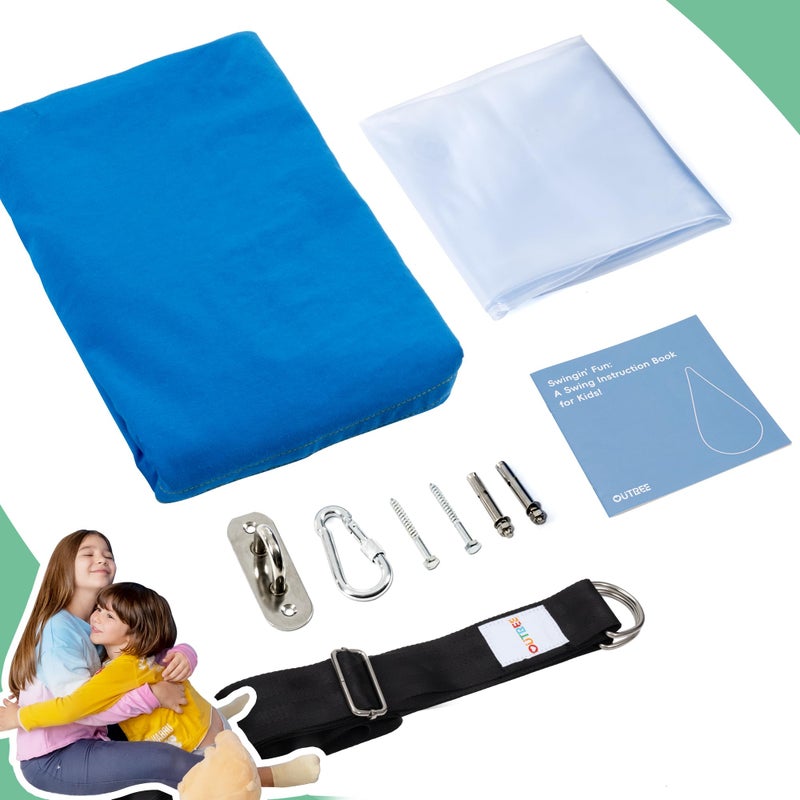 OUTREE Kids Pod Swing Seat, Cotton Child Hammock Swing Chair, Sensory Swing for Indoor and Outdoor Use, Blue - Image 5