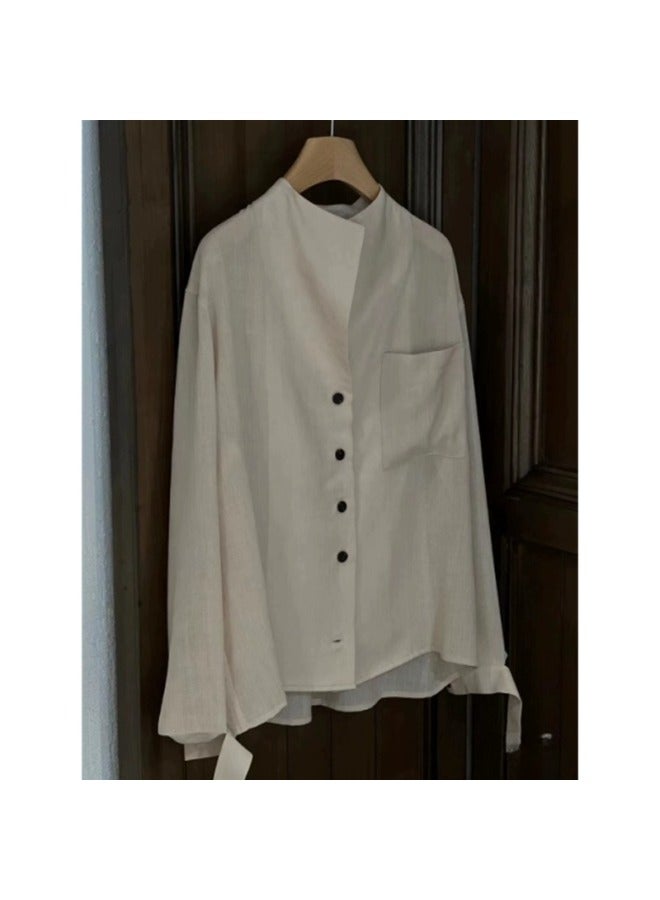 569# Wow! This Is A Beautiful, Unique, Popular Collarless Thin Casual Shirt Jacket This Year. 