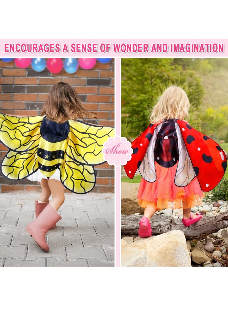 SYOSI 4 Pcs Kids Wings Costume for Girls Toddler Ladybug Butterfly Bee Dragonfly as Boys Dress Up Party Gifts Cloak Performance Props - Image 2
