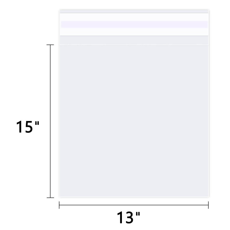 WEPOLY - 13" x 15" (200 Count) Clear Cellophane Bags - Self Sealing Cello Plastic Poly Bags- for Clothing, T-Shirts, Pants - Image 2