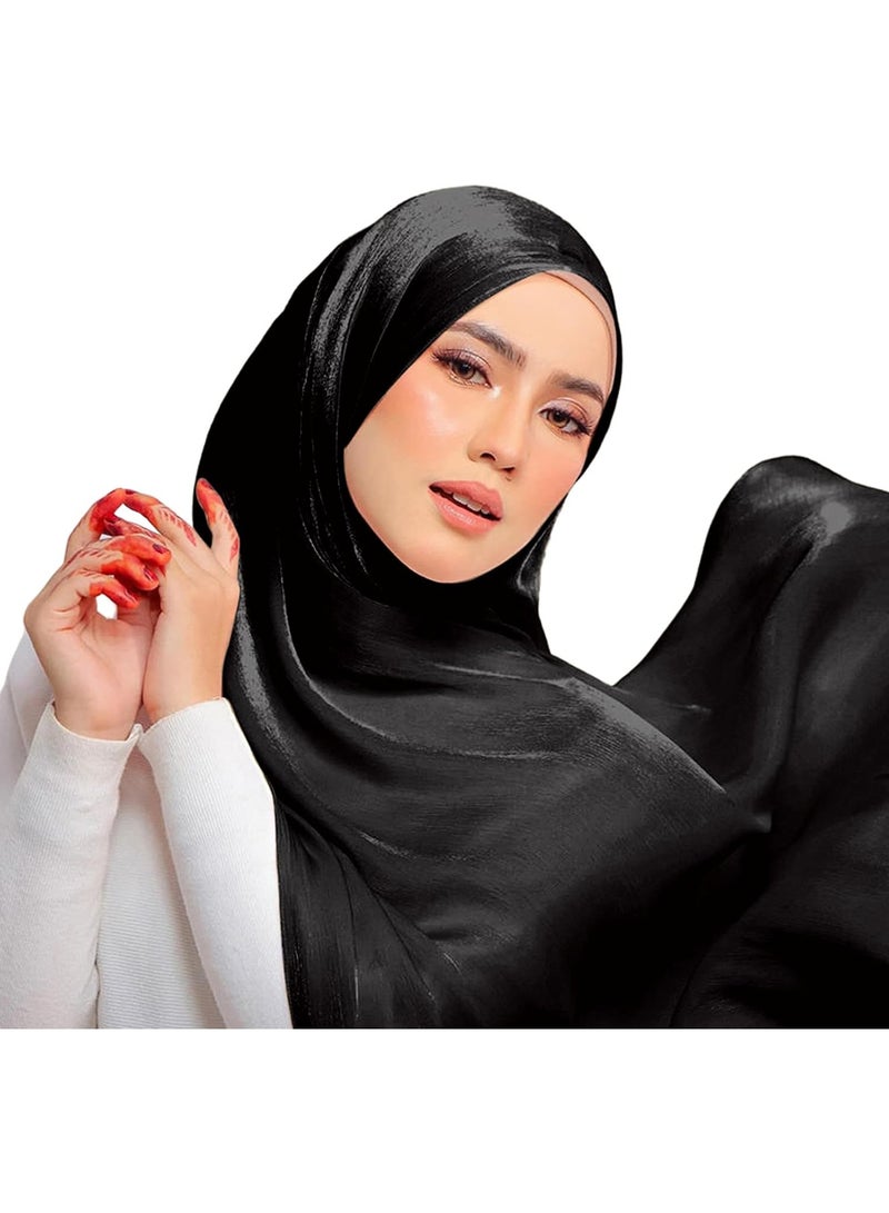 وشاح نسائي موضة نسائية، وشاح خفيف الوزن، ناعم، عصري بلون موحد مناسب لمعظم المناسبات مثل الحياة اليومية، السفر، الحفلات، إلخ، يمكن تنسيقه مع ملابس متنوعة. - Image 1