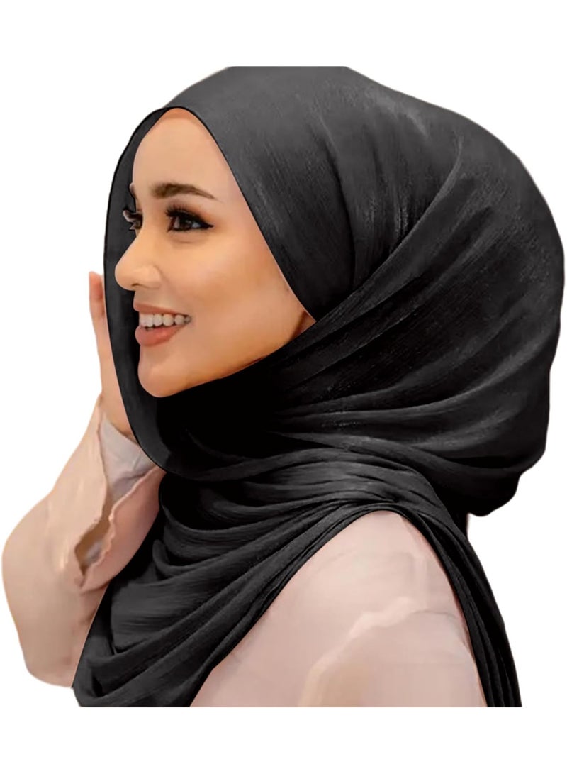 وشاح نسائي موضة نسائية، وشاح خفيف الوزن، ناعم، عصري بلون موحد مناسب لمعظم المناسبات مثل الحياة اليومية، السفر، الحفلات، إلخ، يمكن تنسيقه مع ملابس متنوعة. - Image 2