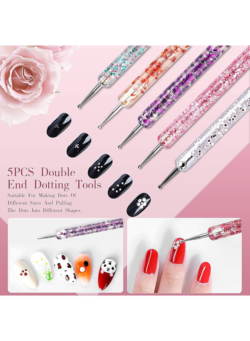 LuckSa 13pcs Nail Art Brushes, Nail Brushes For Nail Art,Nail Art Dotting Tool Set with Nail Rhinestones, Nail Art Tool Set, Nail Art Liner Brush,Nail Dust Brush, Nail Drawing Pens For Beginners And Salon Home Use - Image 2