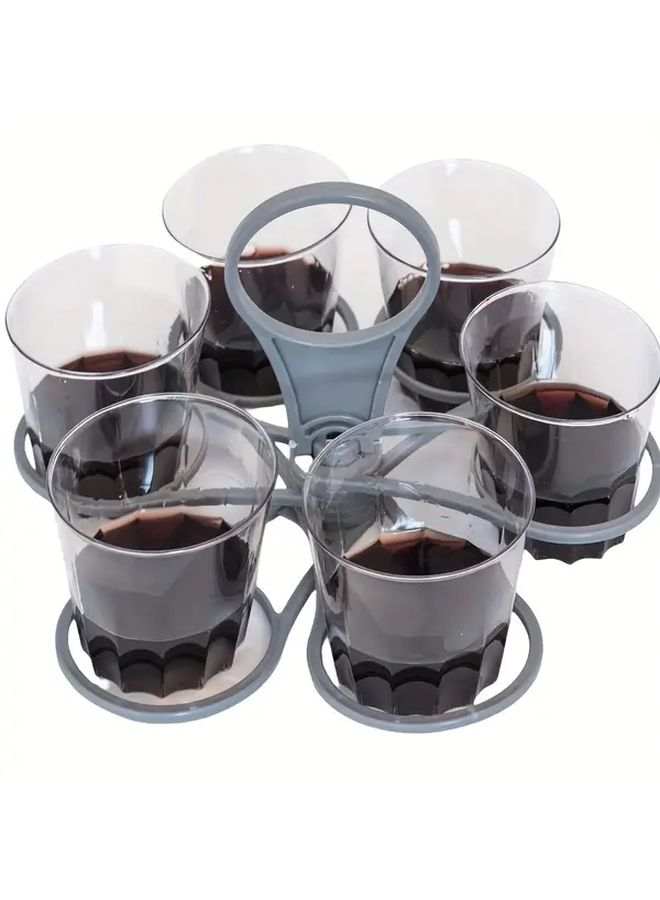 Gray Foldable Cup Holder Portable Beverage Rack for Coffee Tea Red Wine - Image 1