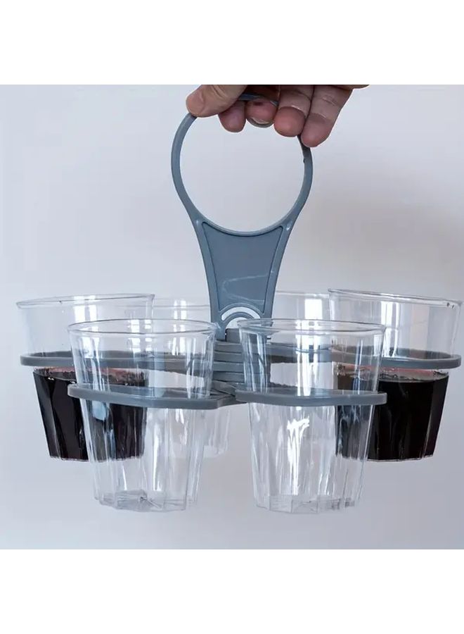 Gray Foldable Cup Holder Portable Beverage Rack for Coffee Tea Red Wine - Image 2