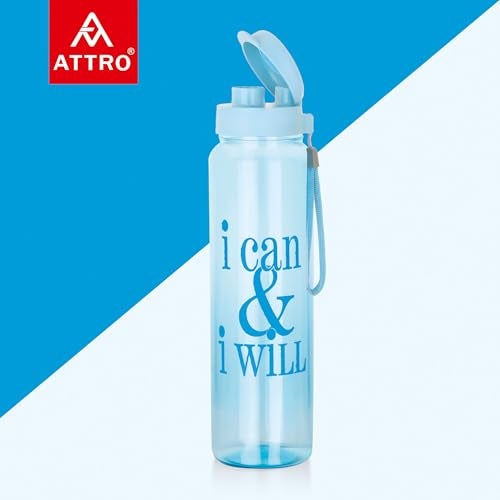 ATTRO Sports Buddy 800ml BPA-Free Water Bottle with Leak-Proof Flip-Top Cap, Nylon Strap and Stylish Color for Daily Hydration- Blue Plastic - Image 3