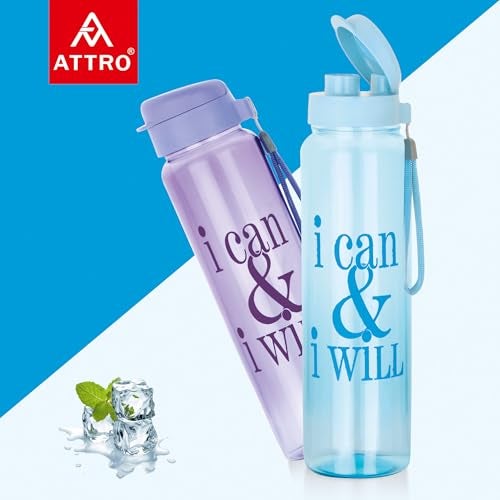 ATTRO Sports Buddy 800ml BPA-Free Water Bottle with Leak-Proof Flip-Top Cap, Nylon Strap and Stylish Color for Daily Hydration- Blue Plastic - Image 5