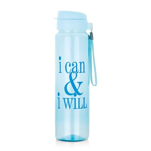ATTRO Sports Buddy 800ml BPA-Free Water Bottle with Leak-Proof Flip-Top Cap, Nylon Strap and Stylish Color for Daily Hydration- Blue Plastic - Image 1