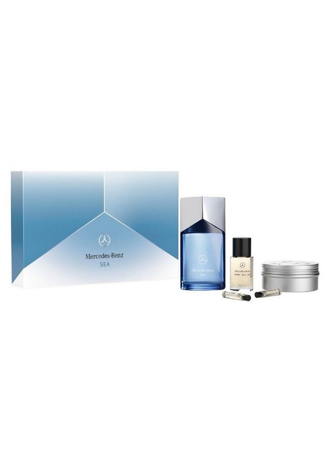 Mercedes-Benz Sea For Men - 5 Pc Gift Set 3.4Oz Edp Spray, 0.05Oz Air Edp Spray, 0.05Oz Land Edp Spray, 1Oz Lsa Face Beard And Hair Oil, 3.8Oz Lsa Solid Shower Gel  - Image 1