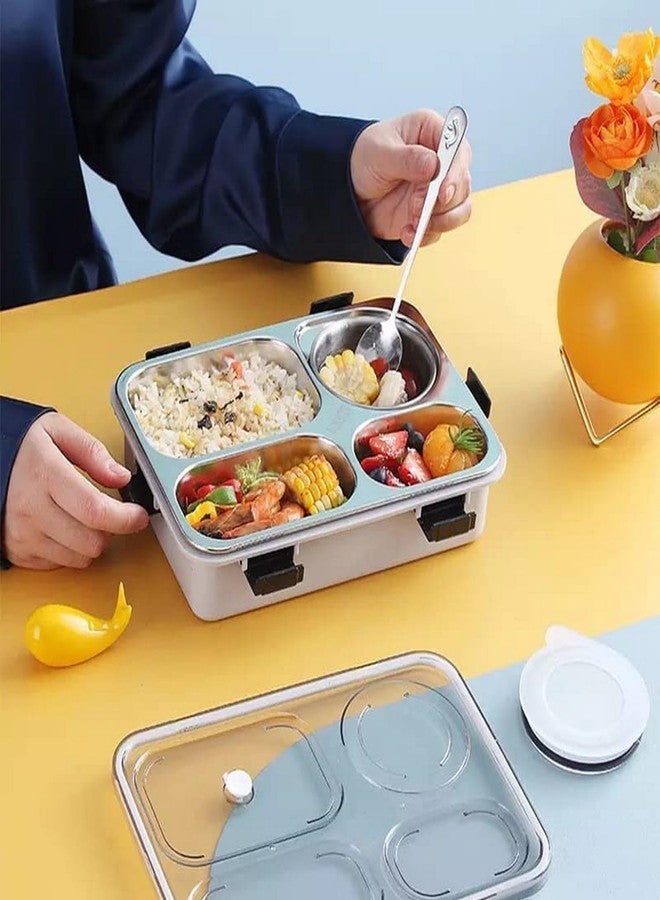 KRISHNPRIYA Lunch Box for Adults Reusable BPA Free & Freezer Safe Food Containers Stainless Steel 4 Compartment Lunch Box with Fork Durable Perfect Size - Image 3