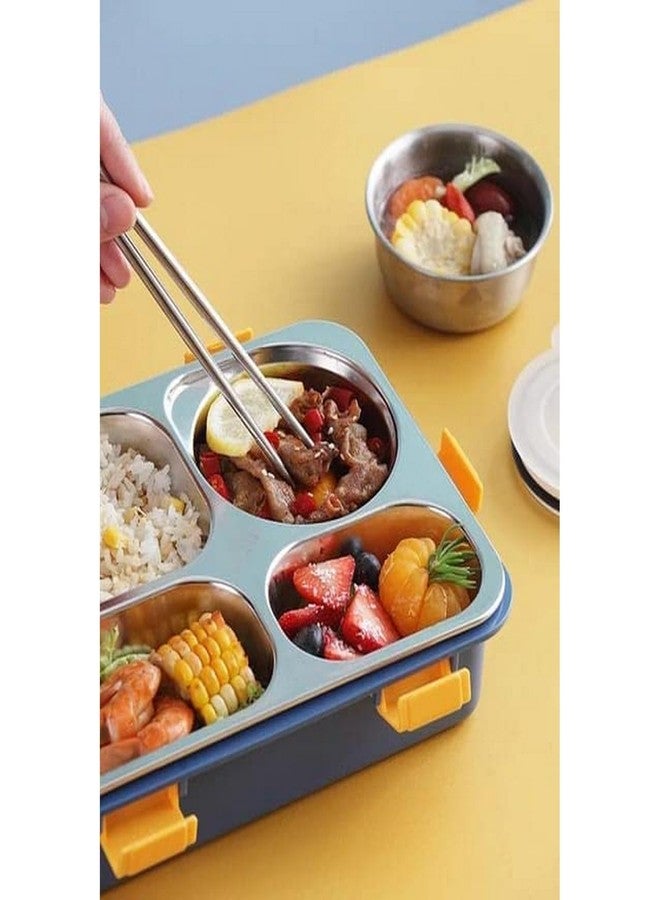 KRISHNPRIYA Lunch Box for Adults Reusable BPA Free & Freezer Safe Food Containers Stainless Steel 4 Compartment Lunch Box with Fork Durable Perfect Size - Image 2